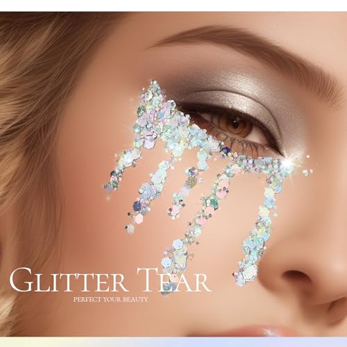 Teenitor Silver Body Glitter Gel - Long-Lasting Face & Hair
