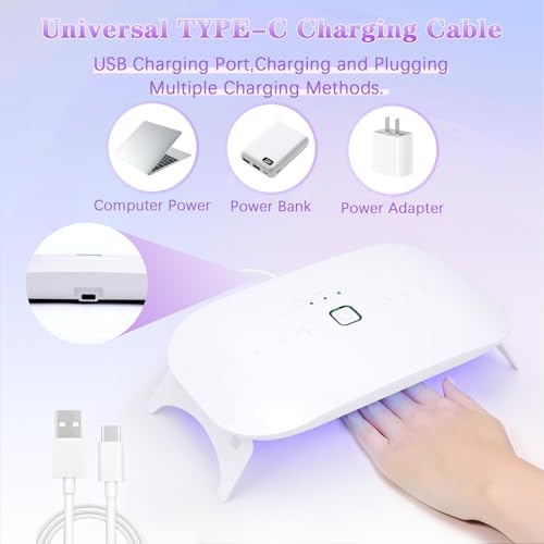 48W UV LED Nail Lamp with Folding Design & USB Charging