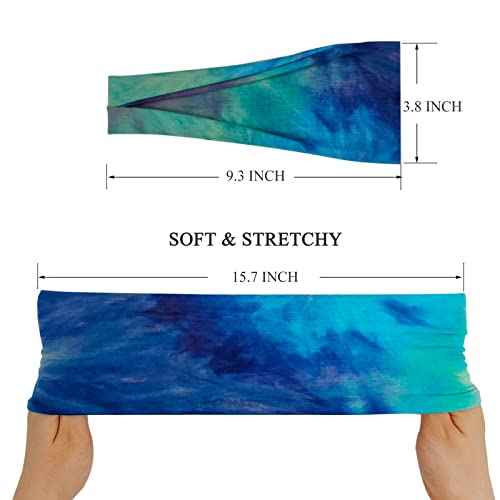 Headbands For Women Workout Wide Headband Yoga Head Bands For Women's Hair Accessories Fashion Band Tie Dye 6 Pack