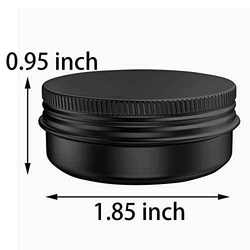 40 Pcs 1 Ounce Aluminum Tin Jars Containers Leak Proof Cosmetic Tin Jars Containers Round Screw Lids for Cosmetic, Salves, Balms, Lip Balm or Others, 30mL Black