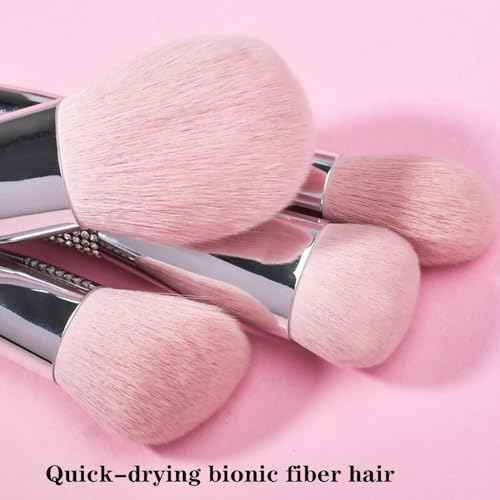 Professional Makeup Brush Set Luxury 11pcs Silver Glitter Crystal Make Up Brush Kit Vegan Soft Synthetic Hair Foundation Eyeshadow Eyebrow Lip Cosmetic Brush Set With Gift Box For Girl