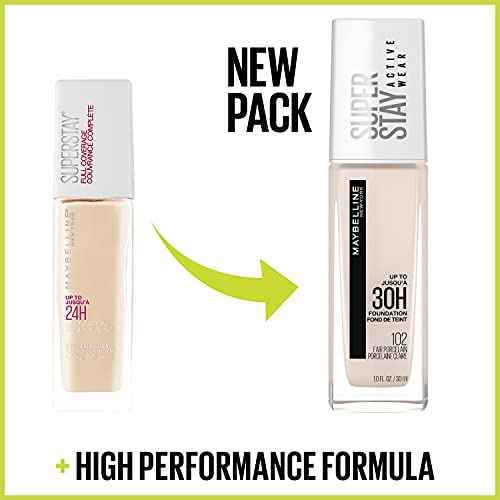 Maybelline Super Stay Full Coverage Liquid Foundation Active Wear Makeup, Up to 30Hr Wear, Transfer, Sweat & Water Resistant, Matte Finish, Golden Caramel, 1 Count