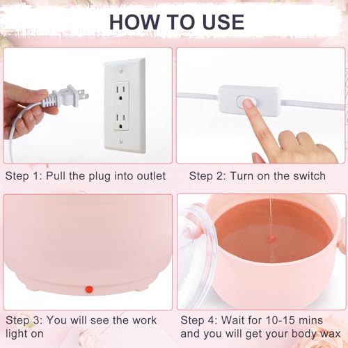 Mini Wax Warmer for Hair Removal, 16.9oz Silicone Portable Electric Wax Heater Machine for Hard and Soft Wax Beads, Easy Clean, Fast Heating for Home, Braizlian Waxing, Body, Bikini, Eyebrow, Pink
