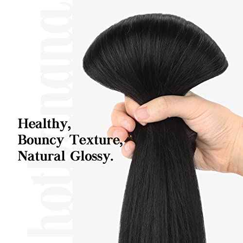 HOTBANANA Human Hair Clip in Hair Extensions, Natural Black 120g Clip in Hair Extensions Real Human Hair Straight Remy Hair 22 Inch 7pcs