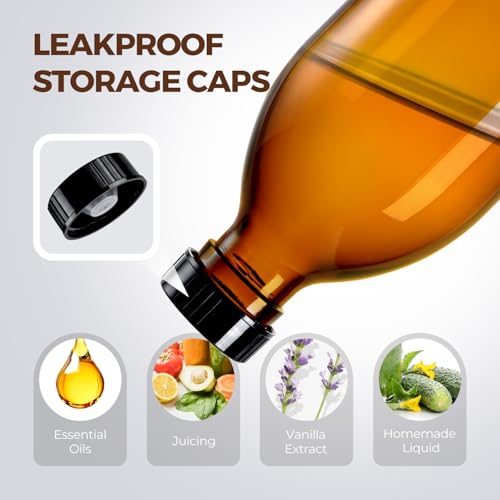8oz Amber Glass Pump Bottle for Soap & Lotion - UV Block, 2 Pack