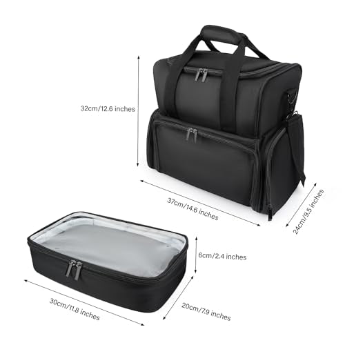 LKE Nail Polish Organizer Case - Holds Up to 70 Bottles, Nail Lamp & 2 Removable Bags, Large Capacity 4-Section Professional Manicure Kit for Nail Artists & Enthusiasts