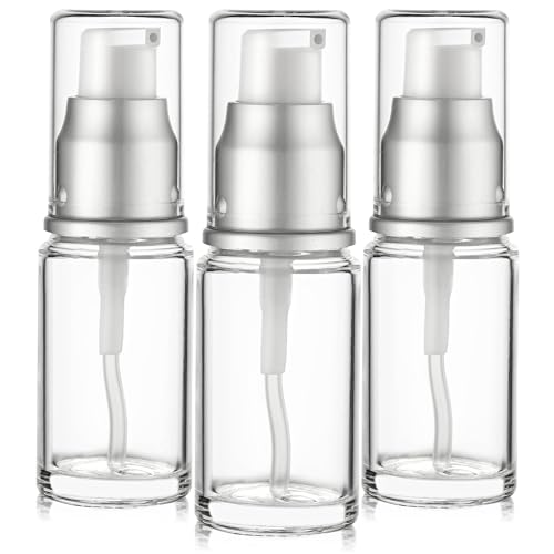VitalUp 15ml Glass Lotion Pump Bottle, Travel Size (Pack of 3)