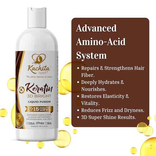 Kachita Spell 3D Hight Bright Keratin Brazilian Keratin Treatment Chocolate Smoothing Treatment, Blowout Straightening and Smooths System for Damaged and Dry Hair 1L Professional Results