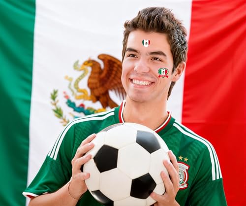 Mexican Flag Temporary Tattoos, 100 Pack Waterproof