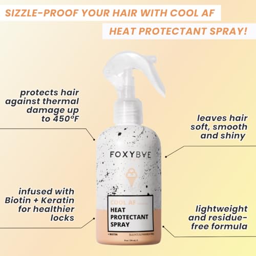 FoxyBae Heat Protectant Spray for Hair - 400°F Thermal Protection