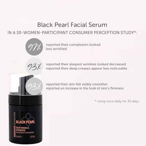 Serious Skincare - Black Pearl Deep Wrinkle Decrease Face Serum - Repair Deep Lines & Wrinkles - Increases Skin Hydration & Elasticity - Radiance Boosting for Luminous Glowing Skin 1 Fl. Oz.