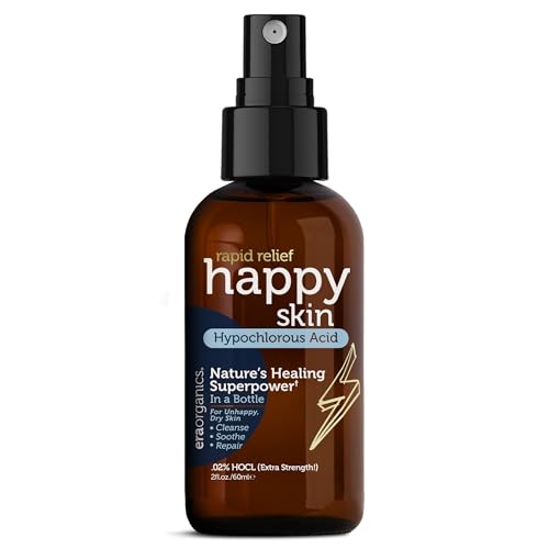 Happy Skin Hypochlorous Acid Spray for Face Travel Size ? Extra Strength Natural Full Body Cleansing Toner for Acne ? Soothe, Hydrate & Repair Dry, Sensitive Skin ? pH Balanced, Non-Toxic 2oz