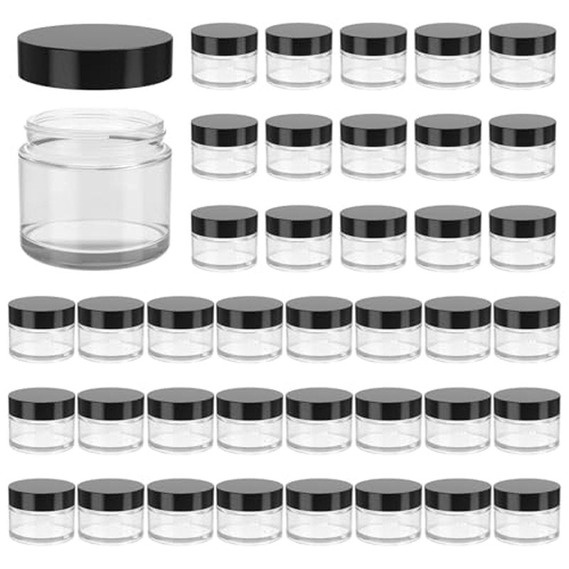 2oz Clear Glass Jars with Lids, 40 Pack - Airtight Cosmetic Containers