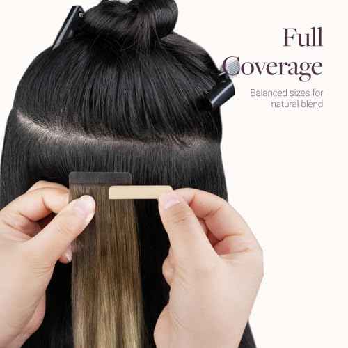 GOO GOO Tape in Hair Extensions Human Hair, 4/27/4 Balayage Chocolate Brown to Caramel Blonde, 8"/6"/4"/1.5" Wide Tape, 18inch 7pcs 110g, Tape Weft Hair Extensions, Real Human Hair, Seamless Tape in