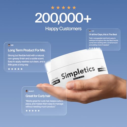 Simpletics Hair Clay for Men - Matte Hold Styling Clay 2oz