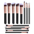 Professional Premium Makeup Brush Set 14-piece Matte Rose Gold Foundation Eye Shadow Concealer Blush Brush & Vegan