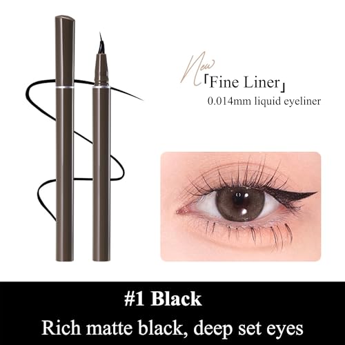 Liquid Eyeliner, Ultra Fine Liquid Eyeliner Waterproof with Smooth Strong Fibres, Smudge-proof, Longwearing, Smooth Eye Liners with Ultra-Fine Tip (#01 Black Upgrade)