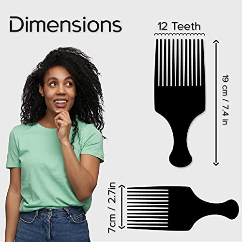 Boorika Afro Hair Pick Comb 7.5 In Wide Tooth Detangling Pack of 2