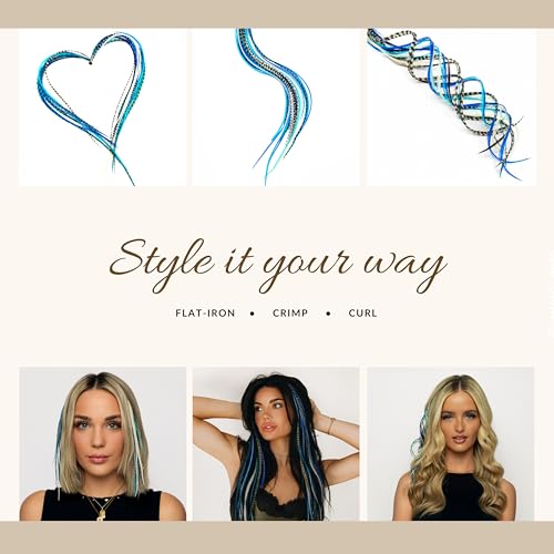 21 Blue Real Feather Hair Extensions – 9-14" DIY Kit