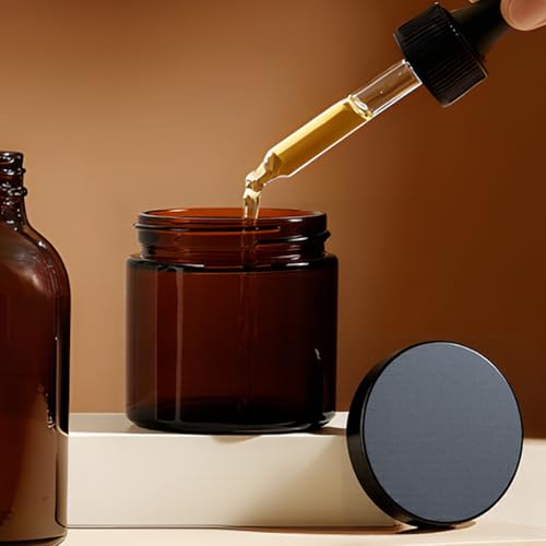 3-Pack 2oz Amber Glass Jars with Airtight Black Lids