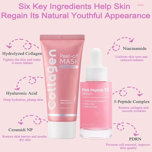 Skynflow Collagen Mask,Collagen Mask & Plumping Serum,Skynflow Face Mask,Reveal Firmer, More Even Skin, Eliminate Wrinkles, Healthy Glow(Set)