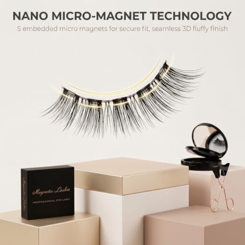 Magnetic Eyelashes Kit - 4 Pairs 3D Wispy Lashes, No Glue