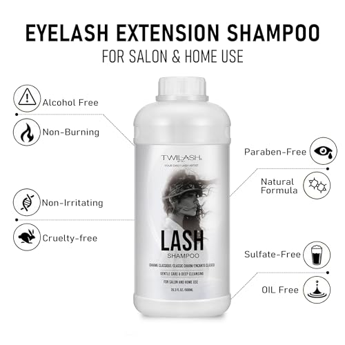 Classic Charm 600ml Lash Shampoo for Extensions, Gentle & Non-Irritating