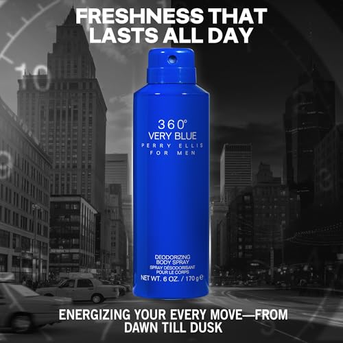 Perry Ellis 360° Very Blue Body Spray for Men | 6 oz