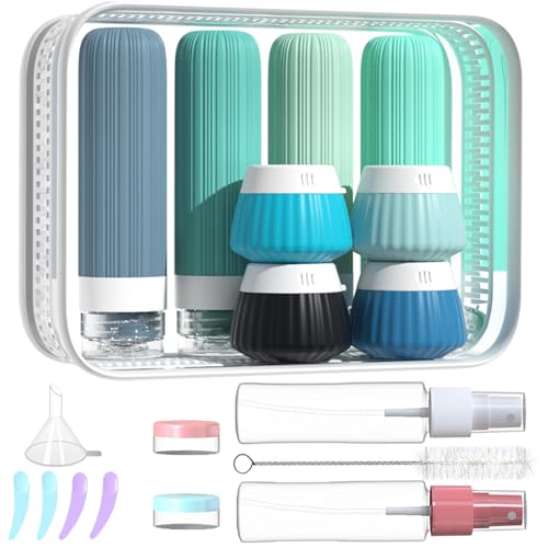 18-Pack TSA Approved Silicone Travel Bottles Set - Leak Proof Toiletry Containers