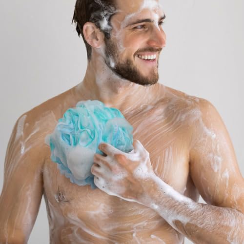 XXL Loofah Bath Sponge 4-Pack - Large Exfoliating Mesh Pouf
