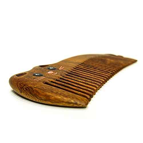 Anti-Static Wood Shaped Kitty Cat Comb