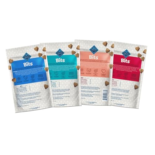 Blue Buffalo BLUE Bits Natural Soft-Moist Training Dog Treats, Beef, Salmon, Turkey, and Chicken Recipes 4-oz Variety Pack, 4Ct