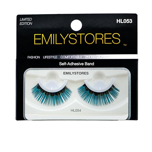 Metallic Teal and Black False Eyelashes with Applicator Tweezers