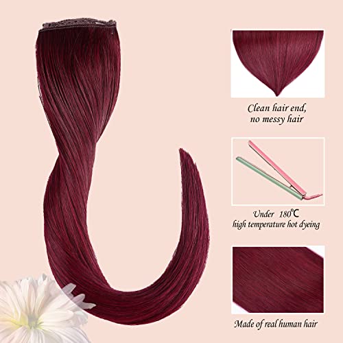 Halo Hair Extensions Real Human Hair - Straight&Invisible Red Halo Extensions Human Hair 14inch 70g