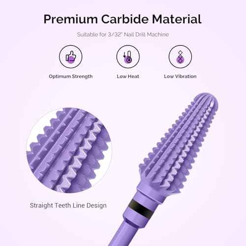 MelodySusie Professional Tornado 3/32'' Nail Drill Bits, Carbide Tungsten Multi-function Bits, Suitable for Manicure Pedicure Cuticle Gel Polishing, Salon Bits, Series Bit-X, Purple, XC