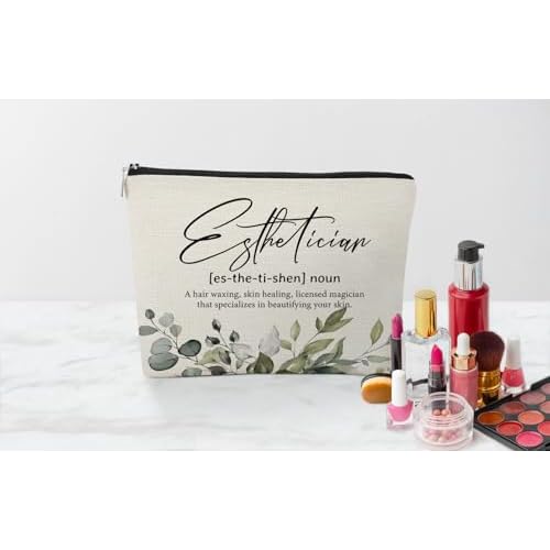 EXUQO Esthetician Definition Small Makeup Bag,Esthetician Gifts for Beautician Salon Stylist,Appreciation Gifts for Women Cosmetic Bag,Retirement Gifts,Zipper Pouch Bag Travel Bag