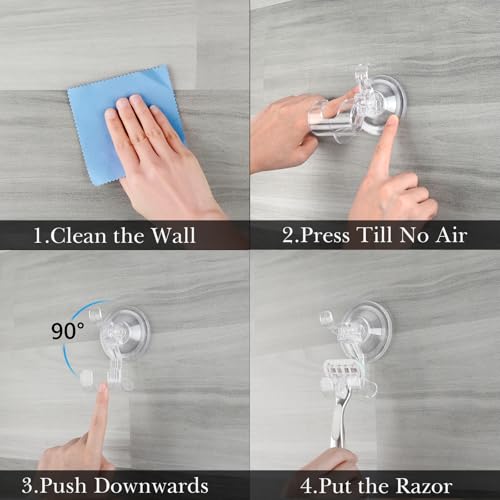 Linkidea 3 Pack Razor Holder for Shower, Wall Mounted Suction Cup Shaver Hanger Hooks for Bathroom, Compatible with Venus Platinum, Fusion 5 Proshield & Proglide, Mach 3 Classic