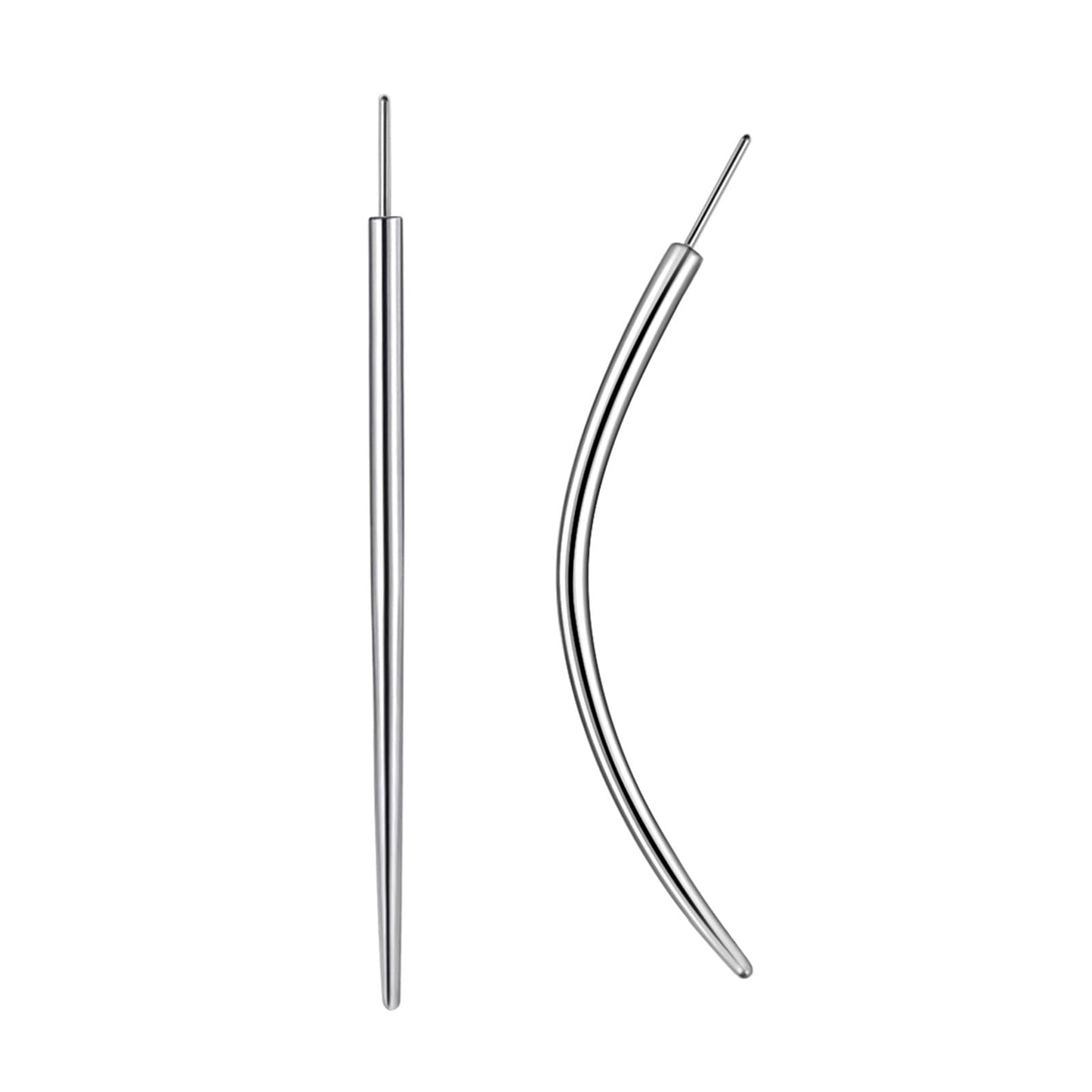 WOLAYI 16G 18G 20G Piercing Taper, G23 Titanium Threadless Insertion Pin Changing Tools, Flatback Earring Applicator Tool for Piercing Jewelry Cartilage Earrings Labret Studs Nose Stud Stretcher (2Pcs, 16G, Curved&Straight)