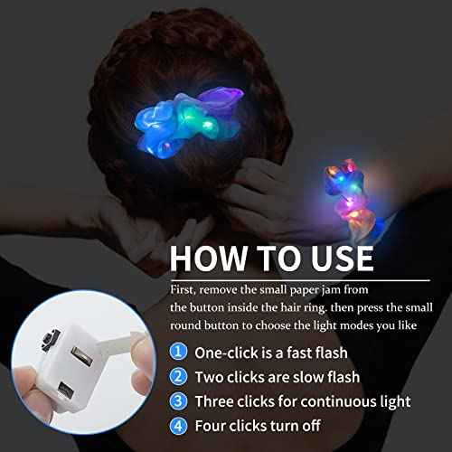 24 Pcs Light Up Scrunchies, LED Scrunchies Hair Bands, Elastic Glow in the Dark Srunchies Rave Accessories for Women Birthday Halloween Christmas New Year