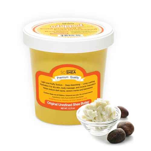 SoShea Whipped Shea Butter Unscented Original - Nourishes, Moisturizes & Renews | 100% African Pure Shea Butter | Cold-Pressed & Cold-Processed | No Dyes & Parabens | Vegan | 11.50oz / 326g