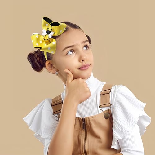 HIFANMM Bee Headband Yellow Bow Hair Accessories for Women Girls Cute Cartoon Hair Bands Spring Summer Hair Decoration Wave Point Big Bow Headbands Non Slip Outdoors Litter Girls Decor 1 Pcs