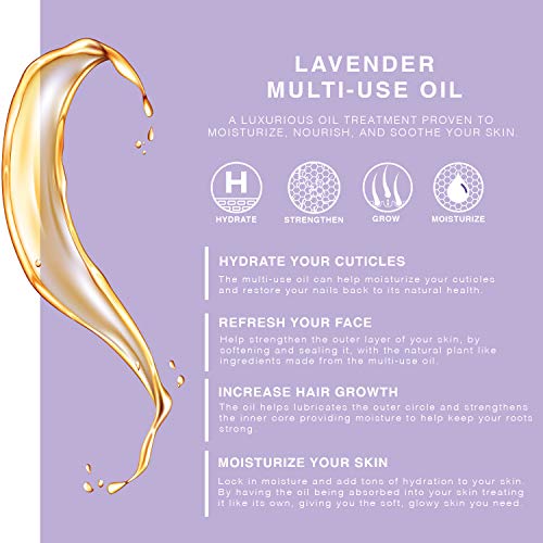 BEAUTE DE PROVENCE Lavender Multi-Use Oil for Face, Body and Hair - Organic Blend of Apricot, Vitamin E, Fractionated Coconut and Sweet Almond Oil Moisturizer for Dry Skin, Scalp and Nails - 4 Fl Oz