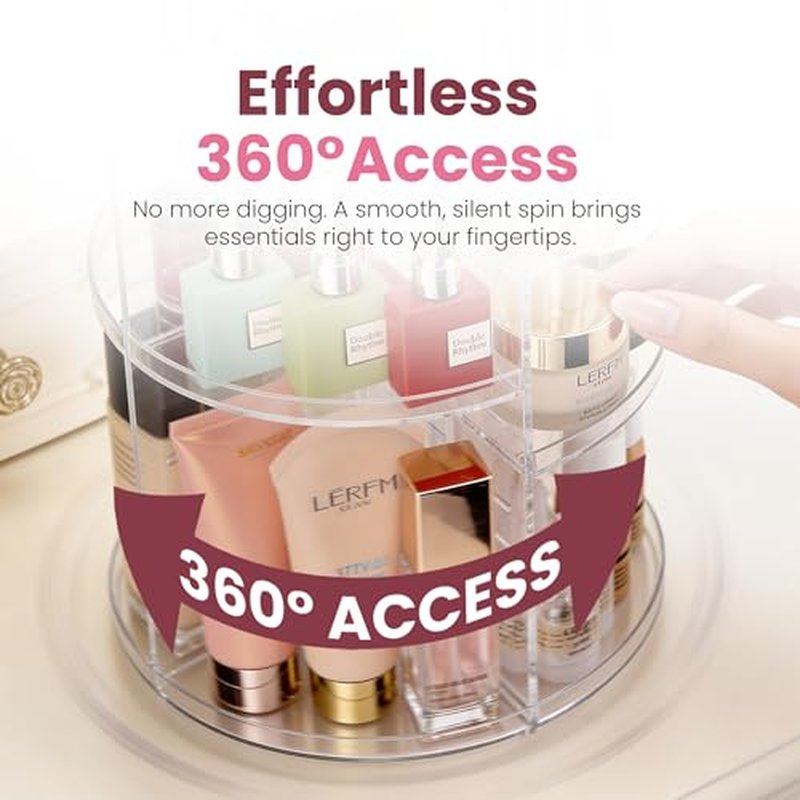 360 Rotating Makeup Organizer - Adjustable Shelf