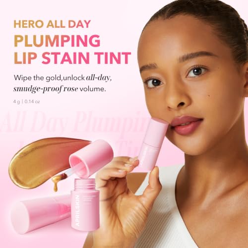 APRILSKIN Hero All Day Plumping Lip Stain Rose Pink - Long-Lasting Hydrating Lip Color
