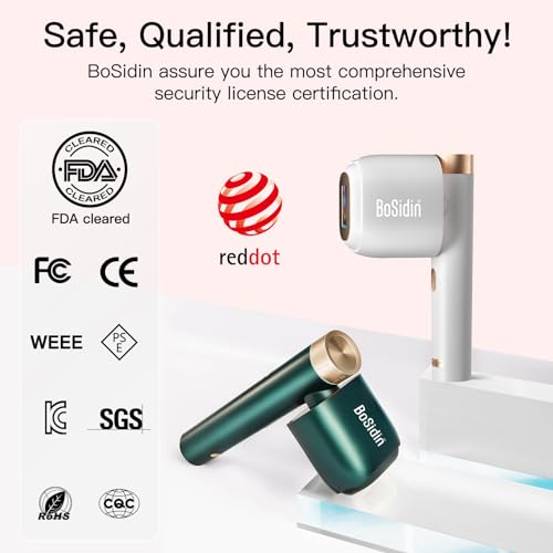 White BoSidin IPL Hair Removal Device with Ice-Cooling & Rejuvenation - 6+1 Modes, Painless at Home