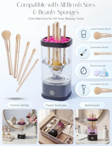 Electric Makeup Brush Cleaner Machine 3-in-1 Portable Spin Brush Washer