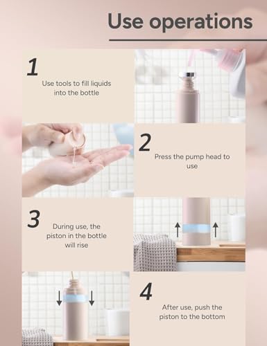 Lulupack 1 oz Airless Pump Bottles, 3-Pack Refillable Travel Size