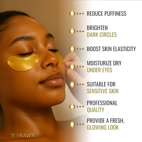 BRAWNA Hydrogel Under Eye Patches - Vitamin C & Caffeine, 24 Pairs