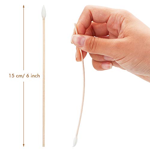 Norme 6 Inch Long Cotton Swabs with Pointed Tips - 500 Pcs Wooden Handle Cleaning Buds for Makeup, Face, Electronics and Nail Care