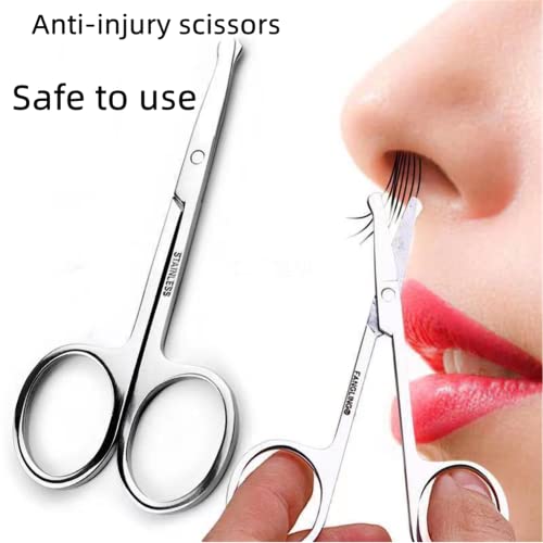 Mini Curved & Round Tip Facial Hair Scissors - 3.5in Precision Grooming Set